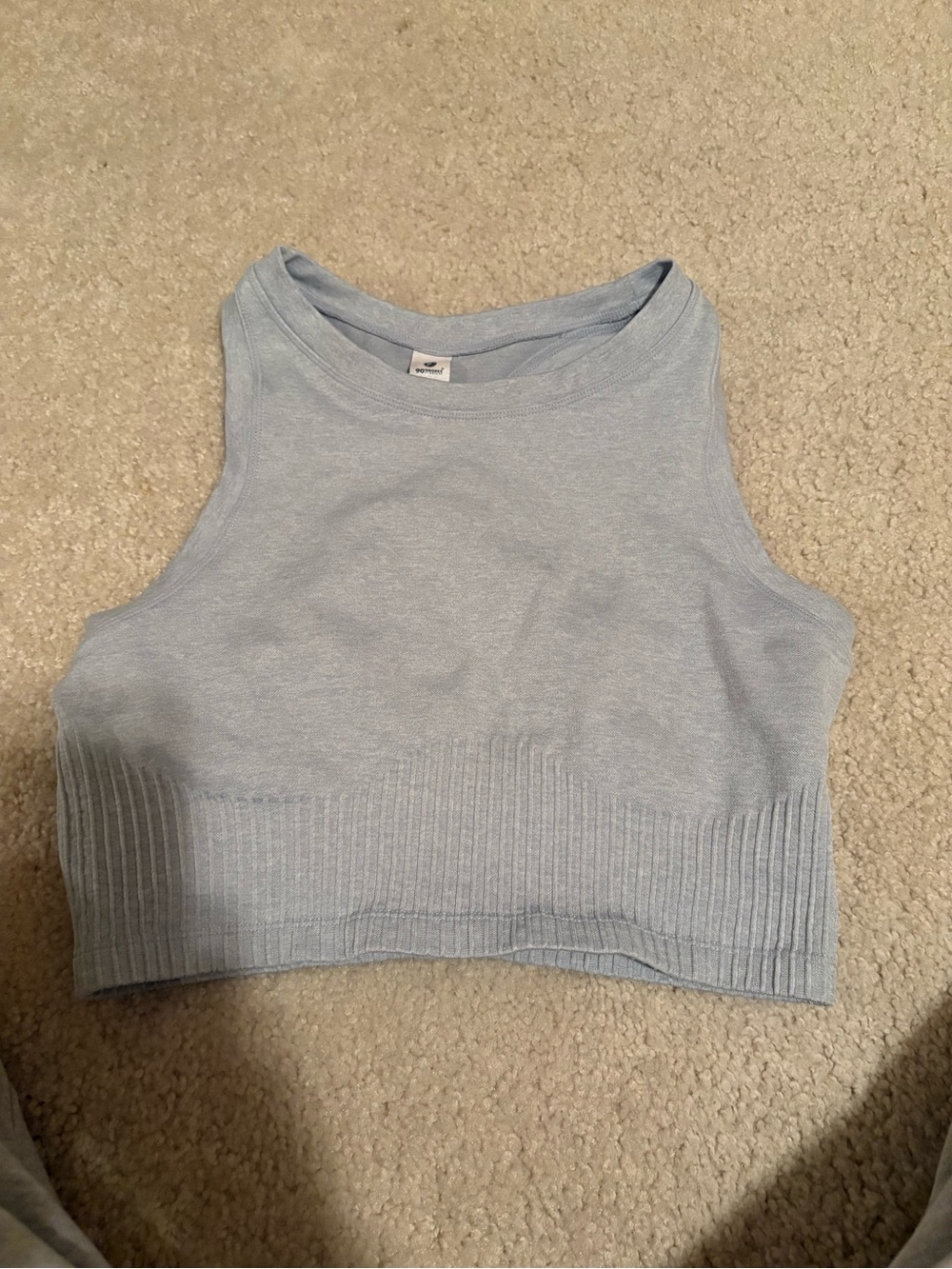 90 Degree By Reflex Light Blue Ribbed Crop Tank Top